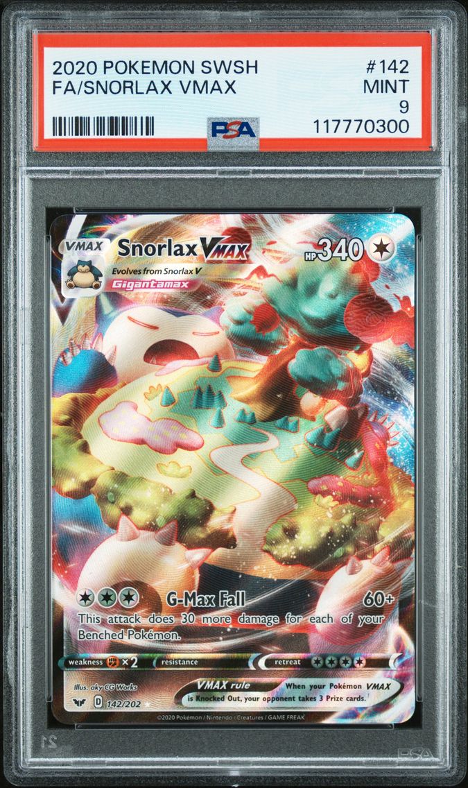 2020 #142 Full Art/Snorlax Vmax PSA 9 Sword & Shield
