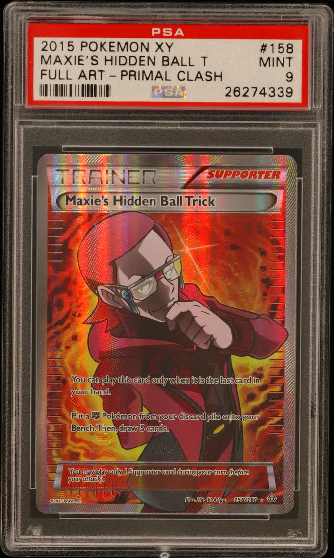 2015 #158 Full Art/Maxie's Hidden Ball Trick PSA 9 XY Primal Clash