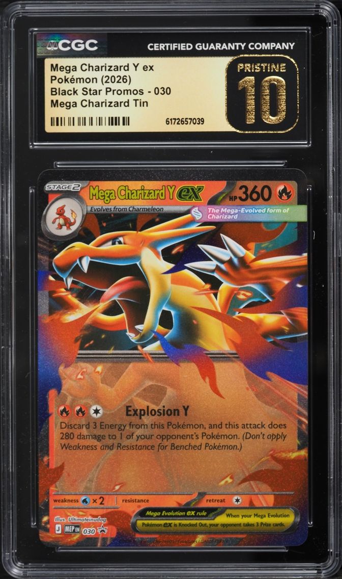 2026 Pokemon Mega Evolution Black Star Promo Tin Mega Charizard Y Ex #30 CGC 10 PRISTINE