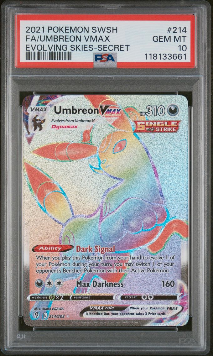 2021 #214 Full Art/Umbreon Vmax PSA 10 Sword & Shield Evolving Skies Pokemon