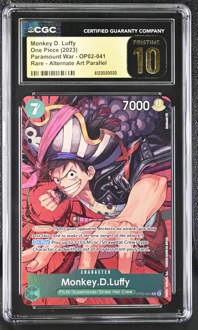 2023 #OP02-041 Monkey D. Luffy R (Borderless) Alt Art CGC 10 Pristine Paramount War (OP02) - English