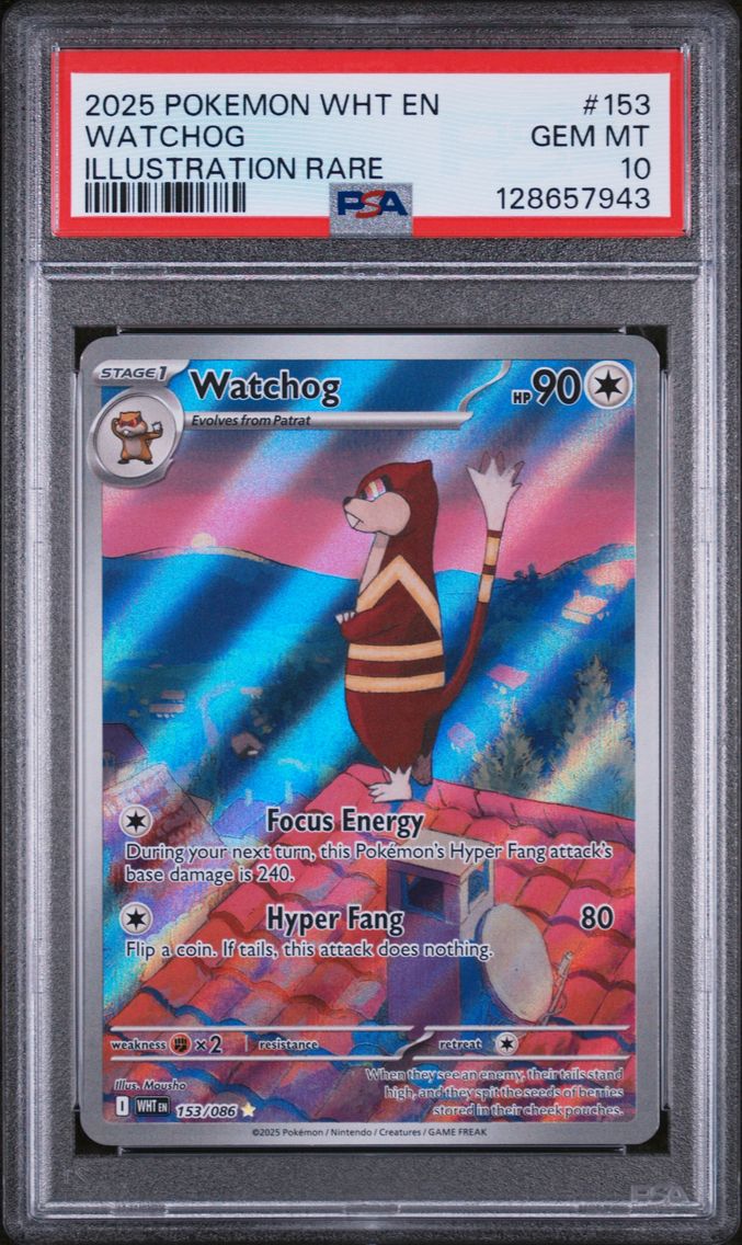 2025 #153 Watchog PSA 10 Wht EN-White Flare Pokemon