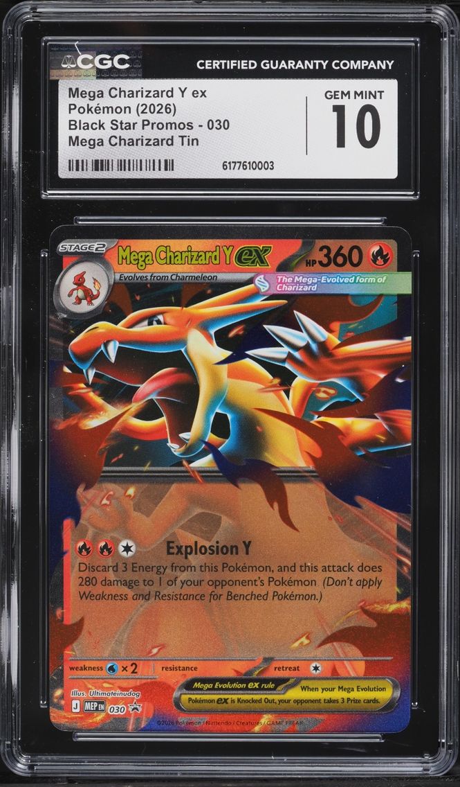 2026 Pokemon Mega Evolution Black Star Promo Tin Mega Charizard Y ex #30 CGC 10 GEM MINT