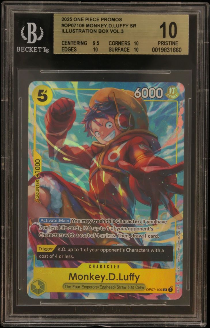 2025 #OP07109 Monkey.D.Luffy SR/(Illustration Box Vol.3) BGS 10 One Piece Card Game Promos