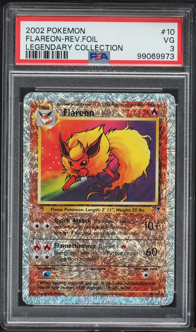2002 #10 Flareon-Reverse Foil PSA 3 Legendary Collection Pokemon