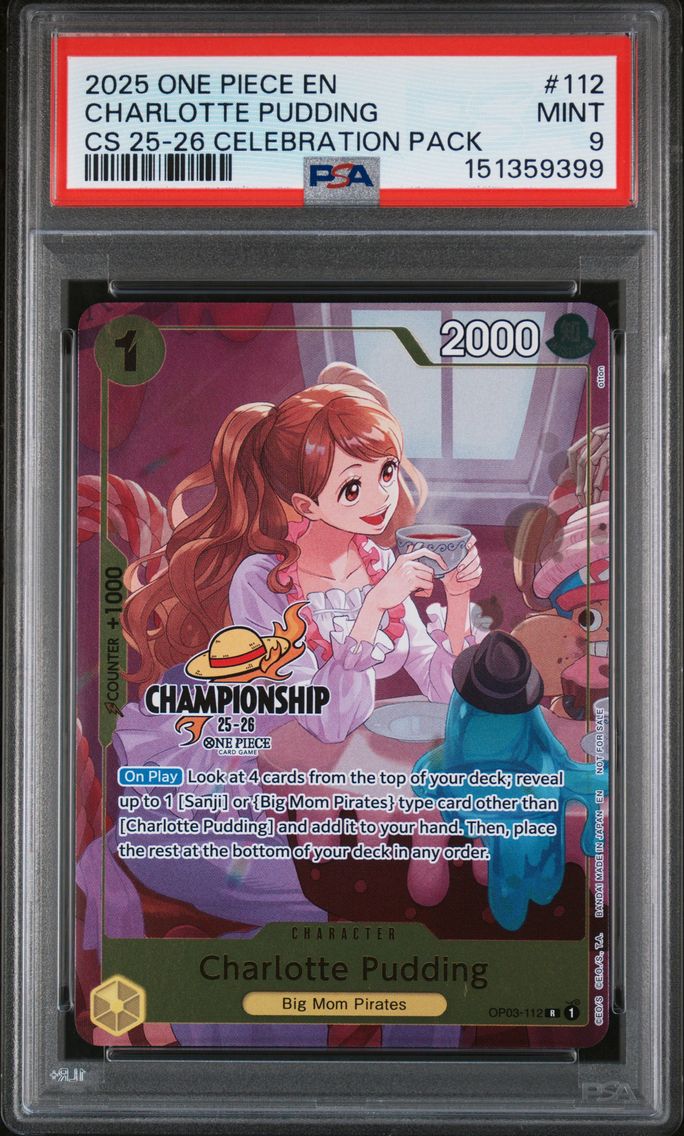 2025 #112 Charlotte Pudding PSA 9 One Piece Championship 2025-26 Celebration Pack