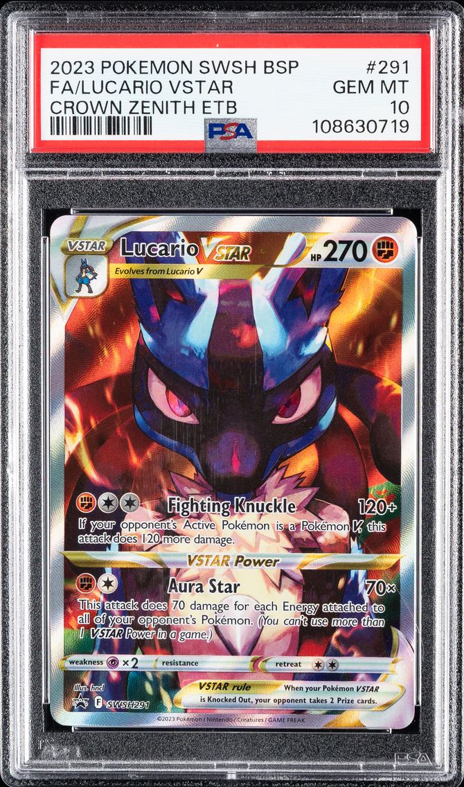 2023 #291 Full Art/Lucario Vstar PSA 10 Swsh Black Star Promo Pokemon