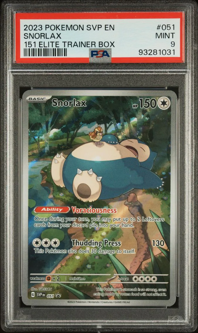 2023 #051 SNORLAX PSA 9 POKEMON SVP EN-SV BLACK STAR PROMO | 151 ELITE TRAINER BOX