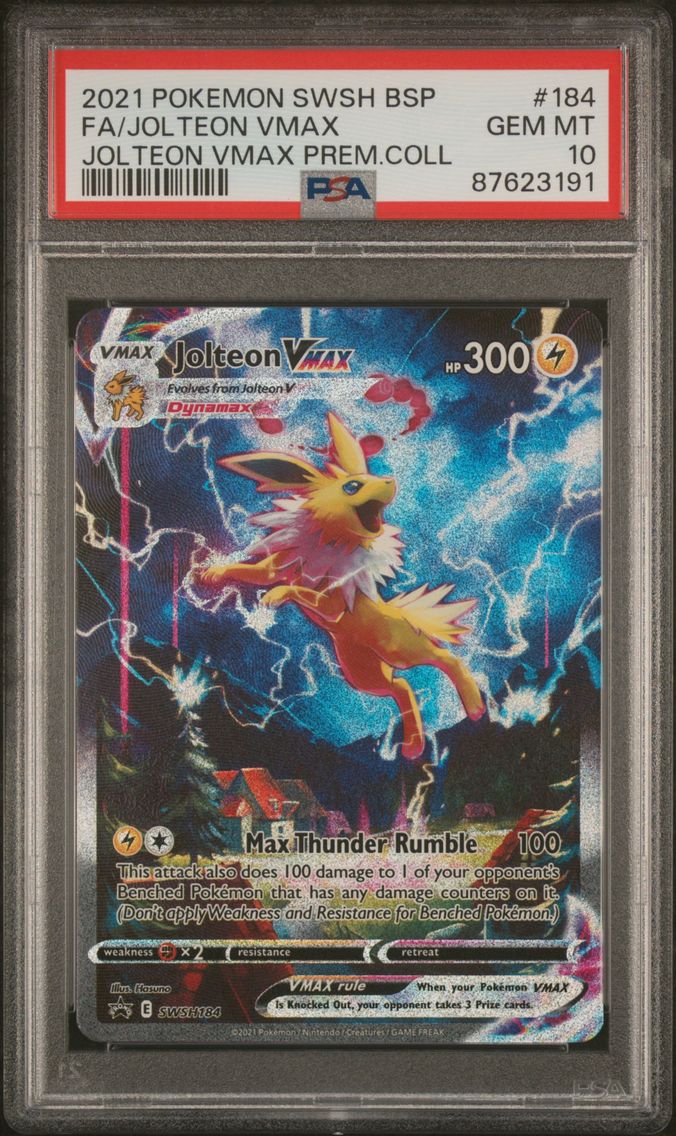 2021 #184 Full Art/Jolteon Vmax PSA 10 Swsh Black Star Promo