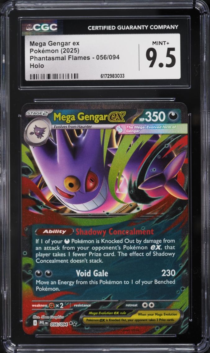 2025 Pokemon Mega Evolution Phantasmal Flames Holo Mega Gengar Ex #56 CGC 9.5 MINT+