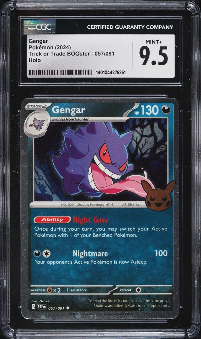 2024 Pokemon Scarlet & Violet Paldean Fates Trick Or Trade Holo Gengar #57 CGC 9.5 MINT+