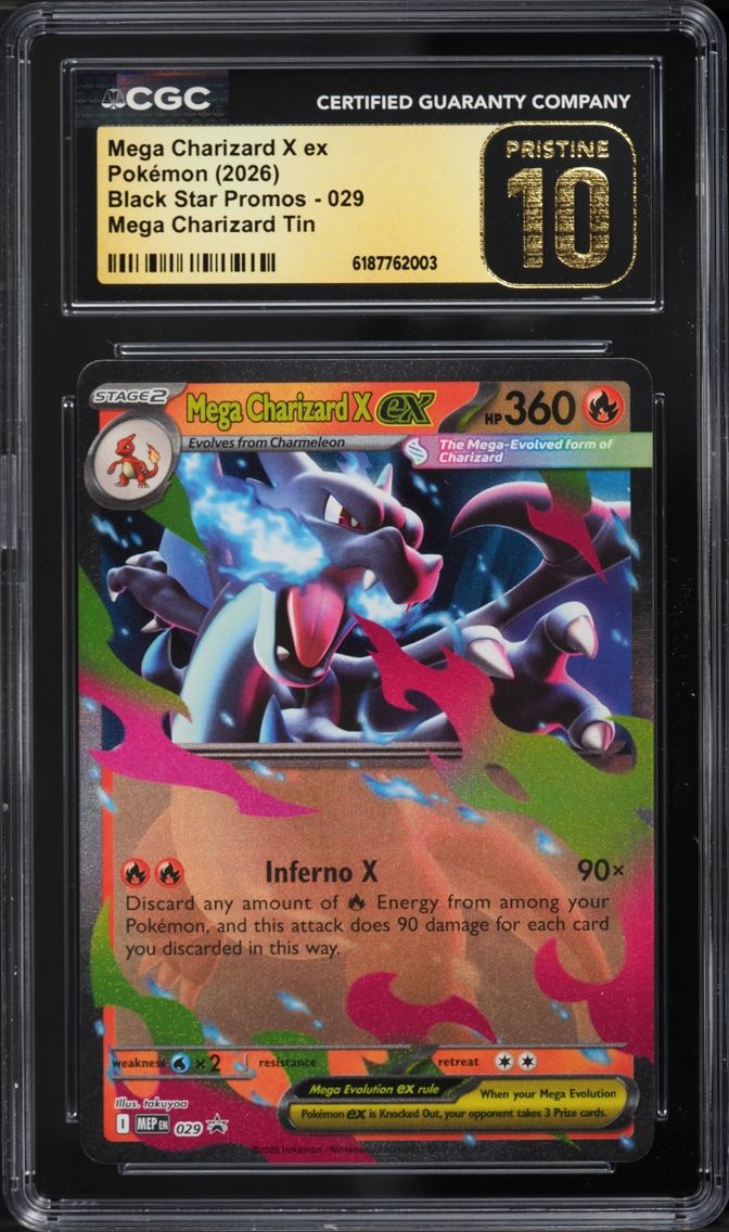 2026 #29 Mega Charizard X Ex CGC 10 Pokemon Mega Evolution Promo Tin