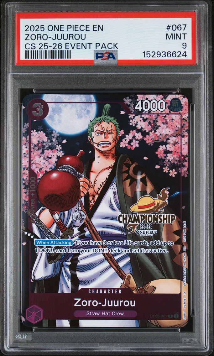 2025 #067 Zoro-Juurou PSA 9 One Piece Championship 2025-26 Event Pack