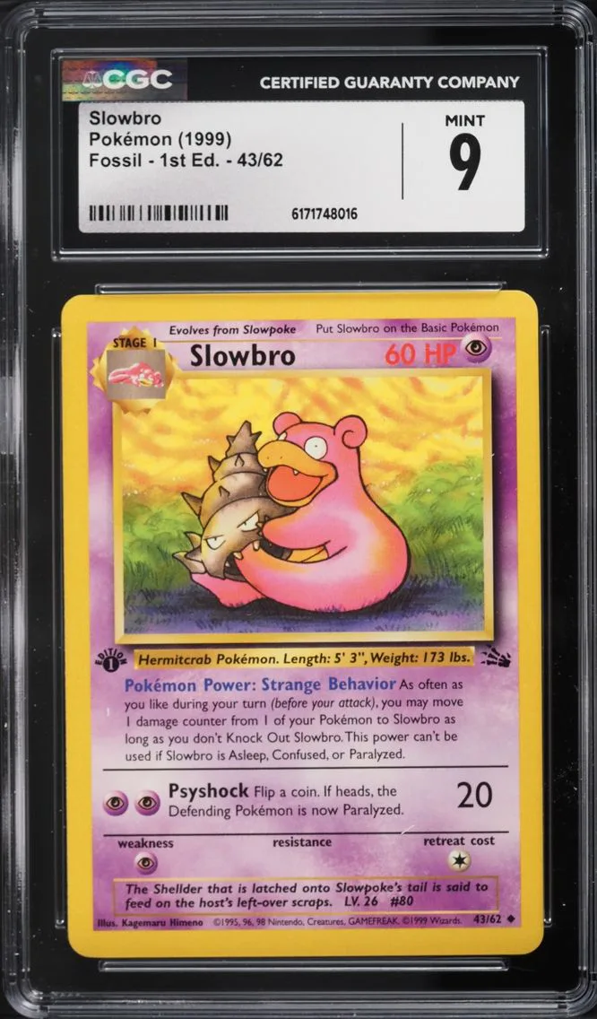 1999 Pokemon Fossil 1st Edition Slowbro #43 CGC 9 MINT