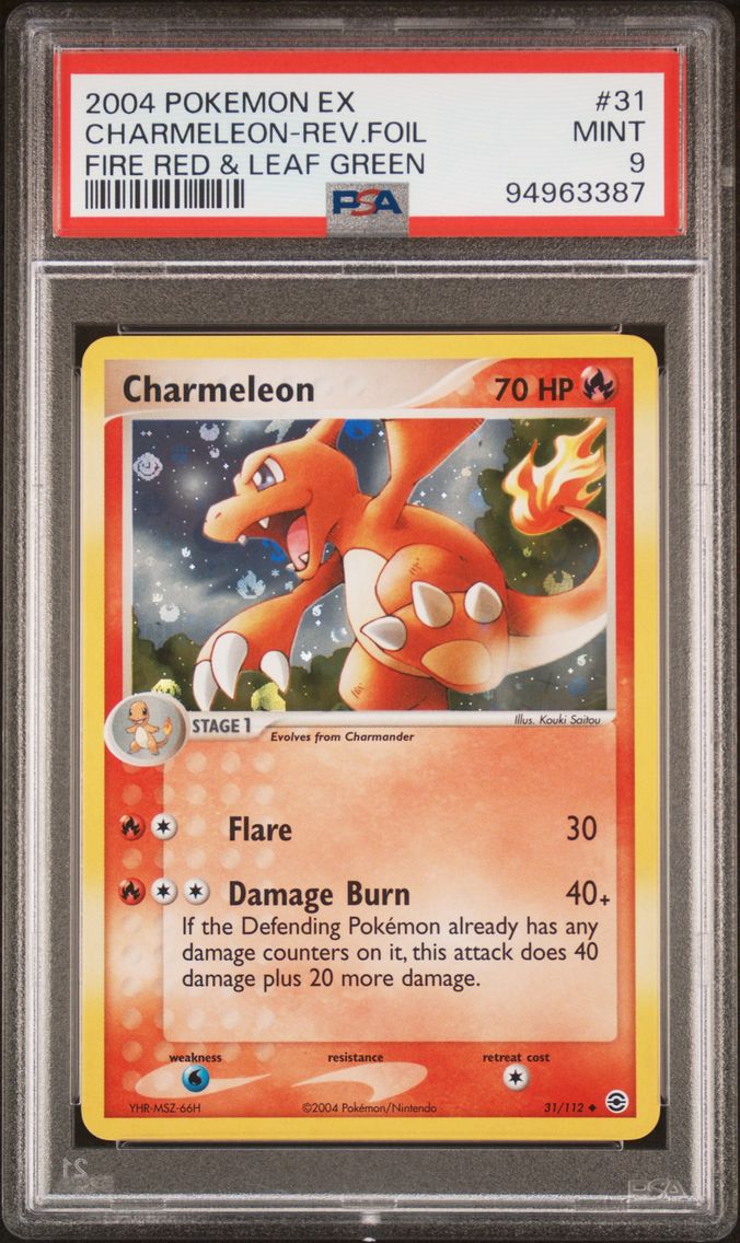 2004 #31 Charmeleon-Reverse Foil PSA 9 EX Fire Red & Leaf Green