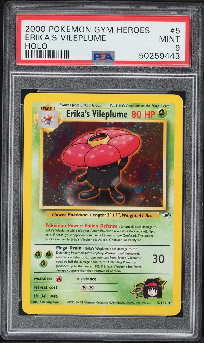 2000 #5 Erika's Vileplume PSA 9 Gym Heroes Pokemon