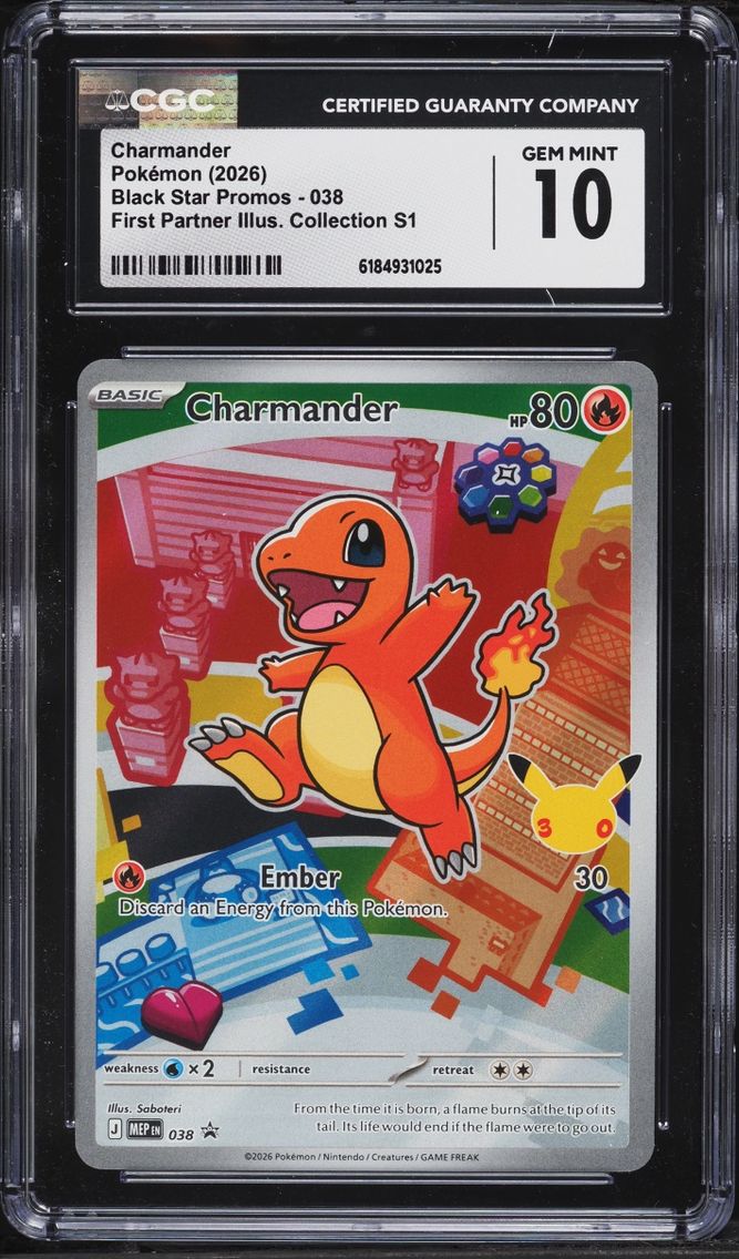 2026 Pokemon Mega Promo First Partner Illustration S1 Full Art Charmander #38 CGC 10 GEM MINT