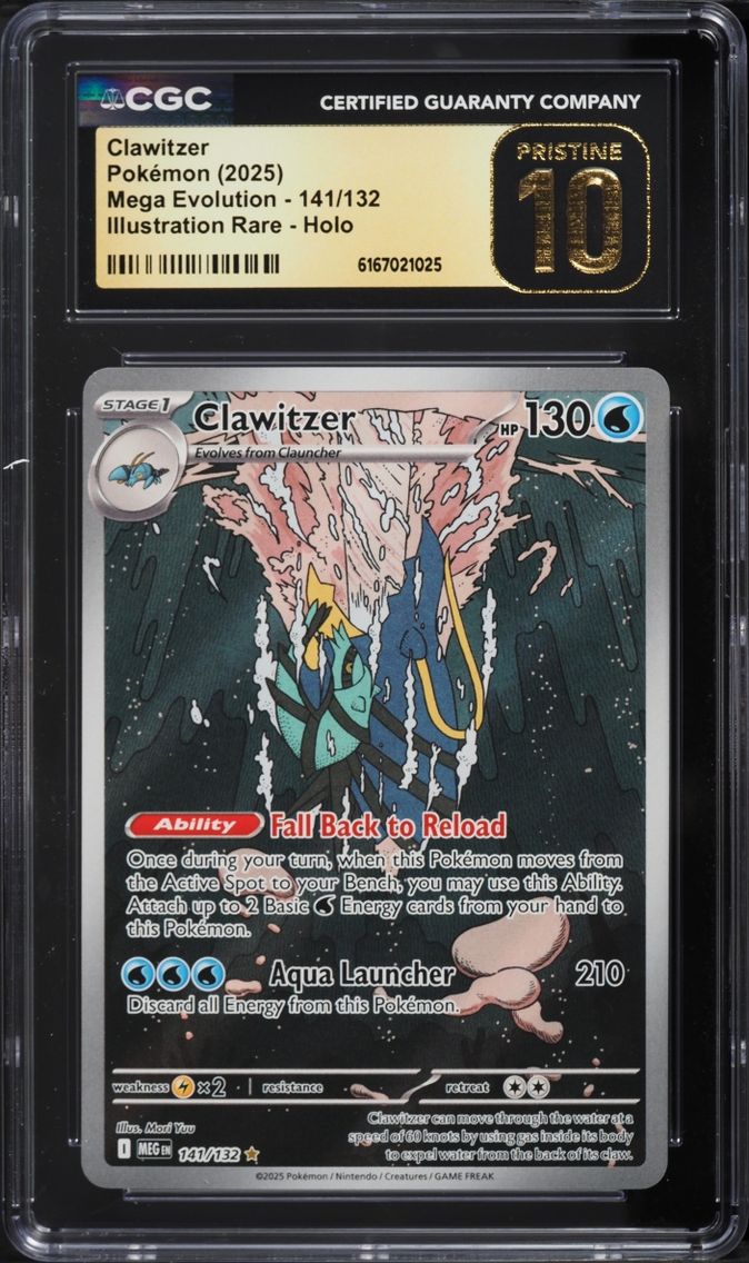 2025 Pokemon Mega Evolution IR Clawitzer #141 CGC 10 PRISTINE