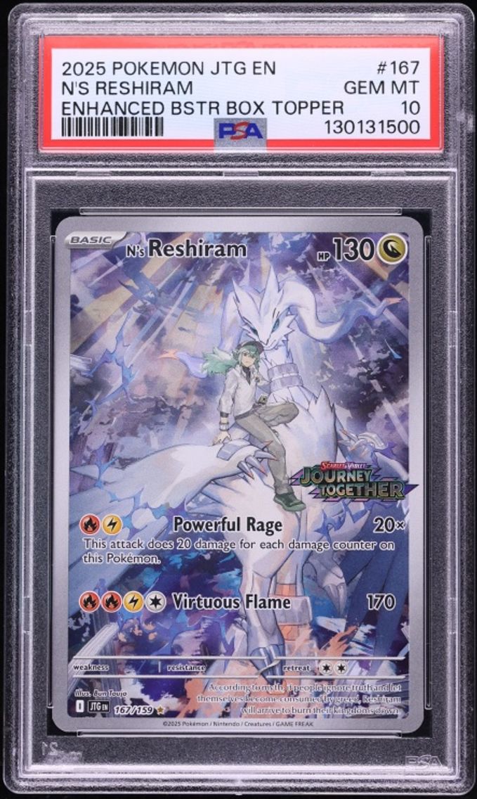 2025 #167 Scarlet & Violet Journey Together Box Topper IR N's Reshiram GEM MINT PSA 10 Pokemon
