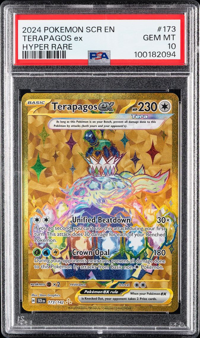 2024 #173 Terapagos EX PSA 10 Scr EN-Stellar Crown Pokemon