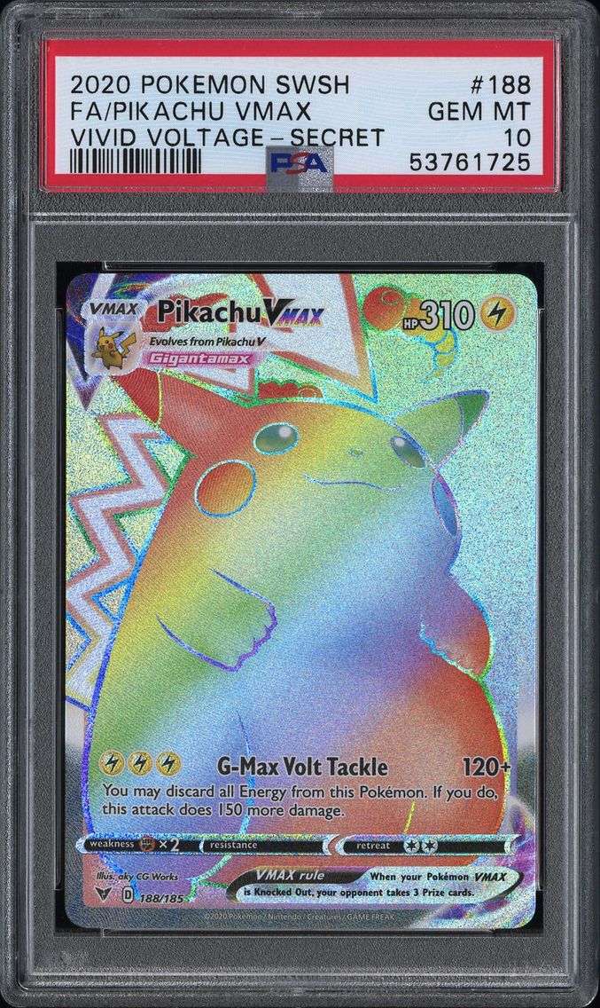 2020 #188 Full Art/Pikachu Vmax PSA 10 Sword & Shield Vivid Voltage