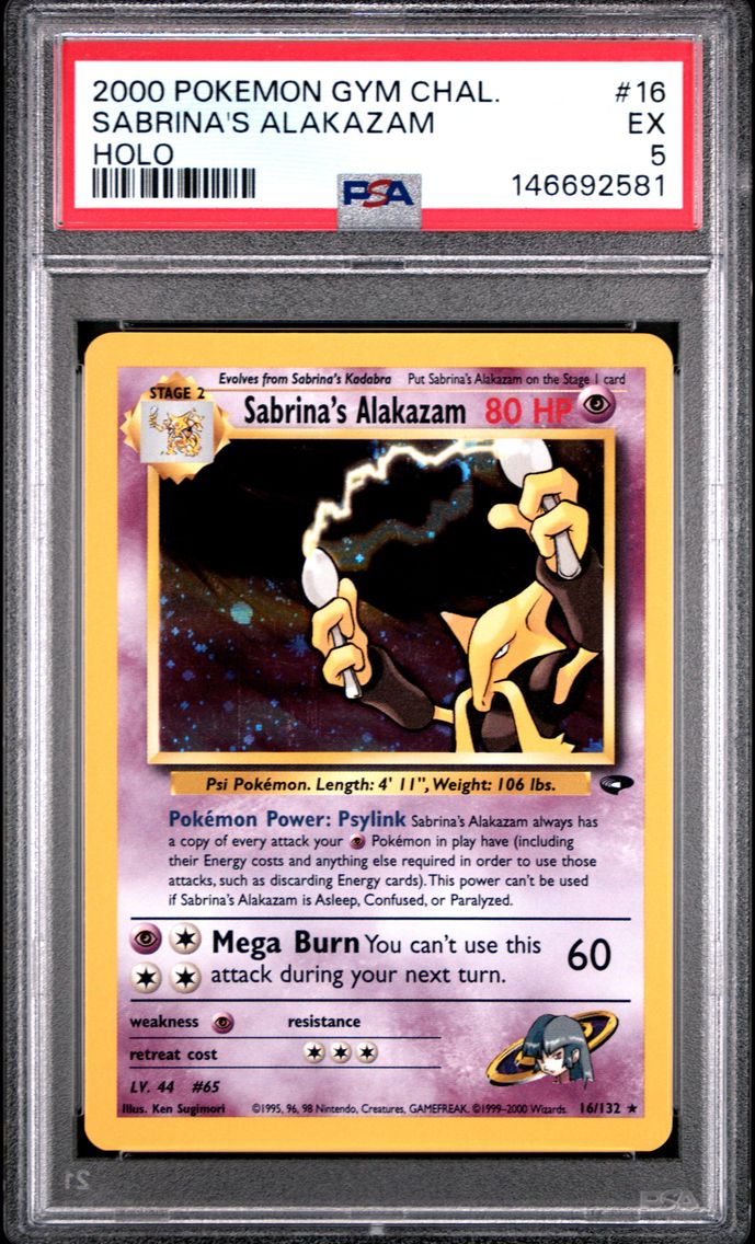 2000 #16 Sabrina's Alakazam PSA 5 Gym Challenge
