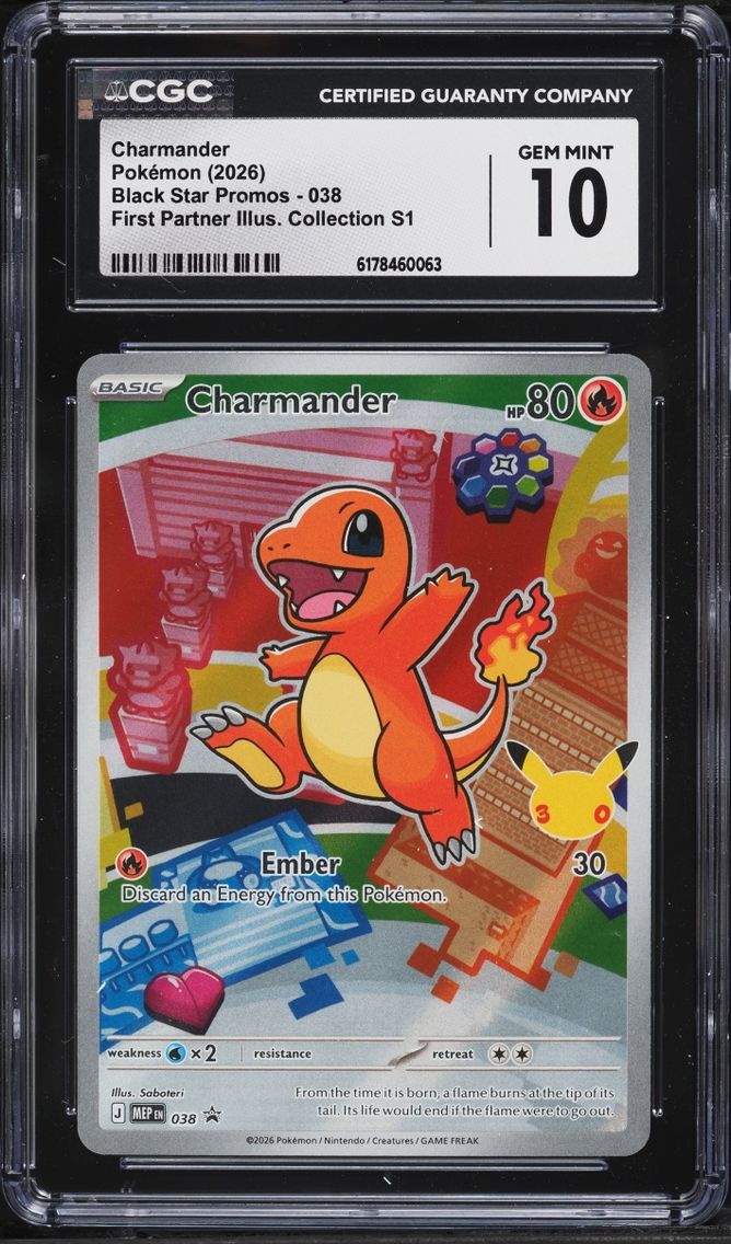 2026 Pokemon Mega Evolution Promo First Partner Illustration Full Art Charmander #38 CGC 10 GEM