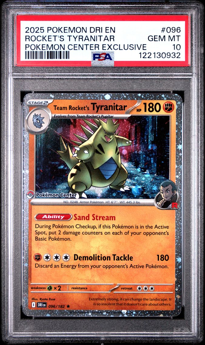2025 #096 Team Rocket's Tyranitar PSA 10 Dri EN-Destined Rivals Pokemon