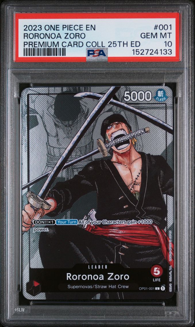 2023 #001 Roronoa Zoro PSA 10 One Piece Premium Card Collection 25th Edition