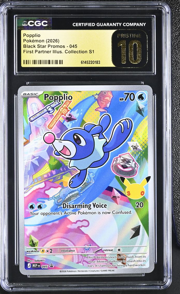 2026 #045 Popplio CGC 10 Pristine Black Star Promos - Mega Evolution MEP EN - English