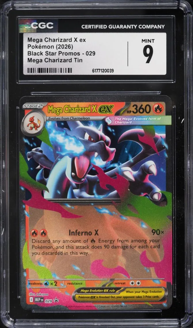 2026 Pokemon Mega Evolution Promo Tin Mega Charizard X Ex #29 CGC 9 MINT