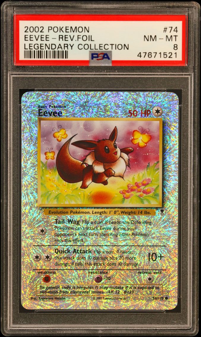 2002 #74 Eevee-Reverse Foil PSA 8 Legendary Collection