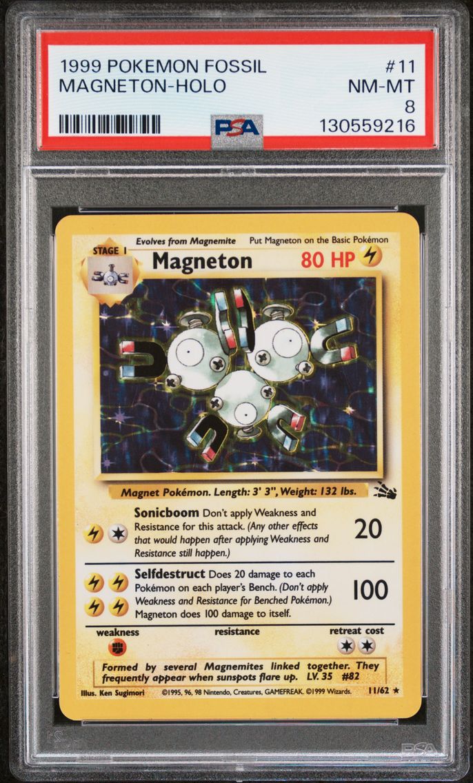 1999 #11 Magneton-Holo PSA 8 Fossil Pokemon