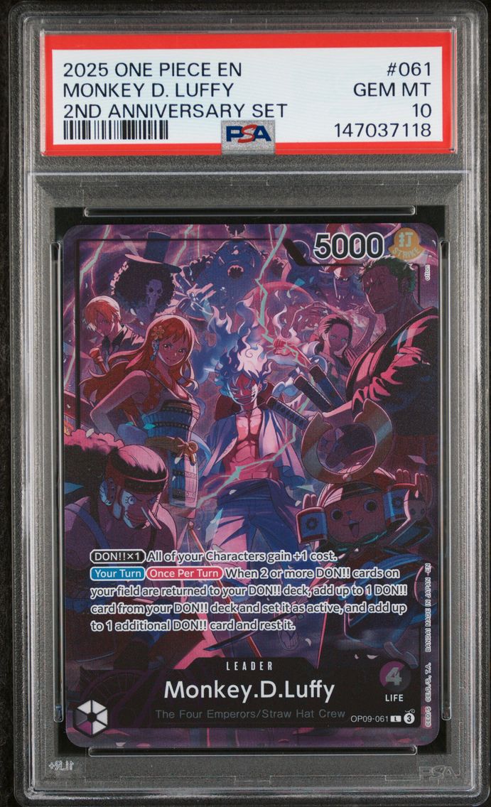 2025 #061 Monkey D. Luffy PSA 10 One Piece English Version 2nd Anniversary Set