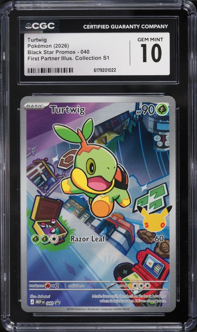 2026 Pokemon Mega Evolution Promo First Partner Illustration S1 Full Art Turtwig #40 CGC 10 GEM