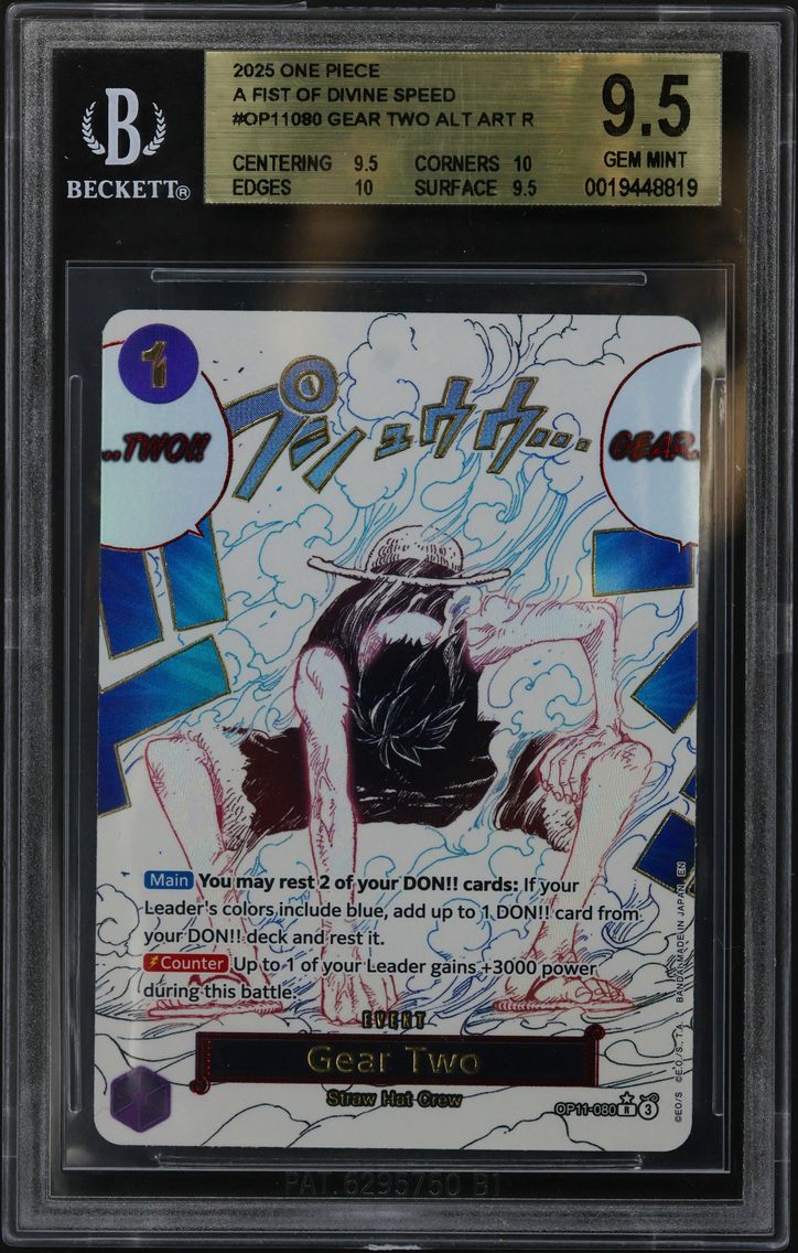 2025 #OP11080 Gear Two ALT ART R BGS 9.5 One Piece Card Game A Fist of Divine Speed