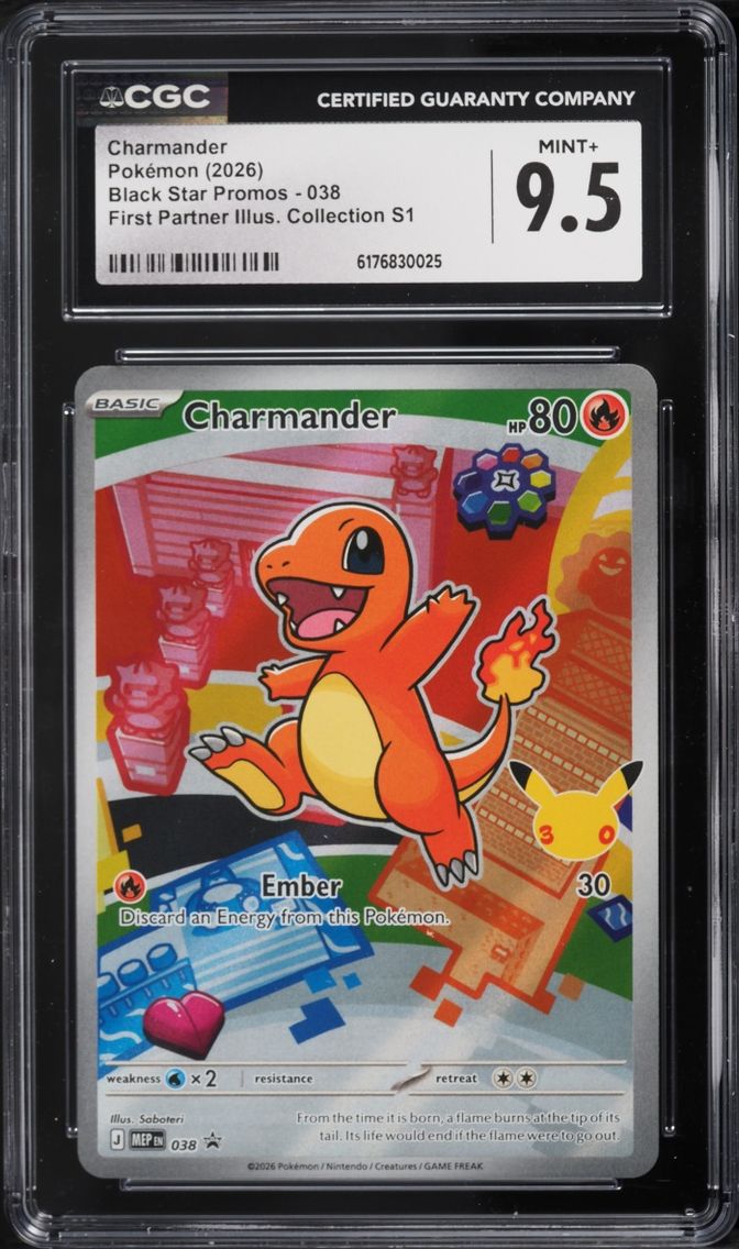 2026 Pokemon Mega Evolution Promo First Partner Illustration S1 Full Art Charmander #38 CGC 9.5