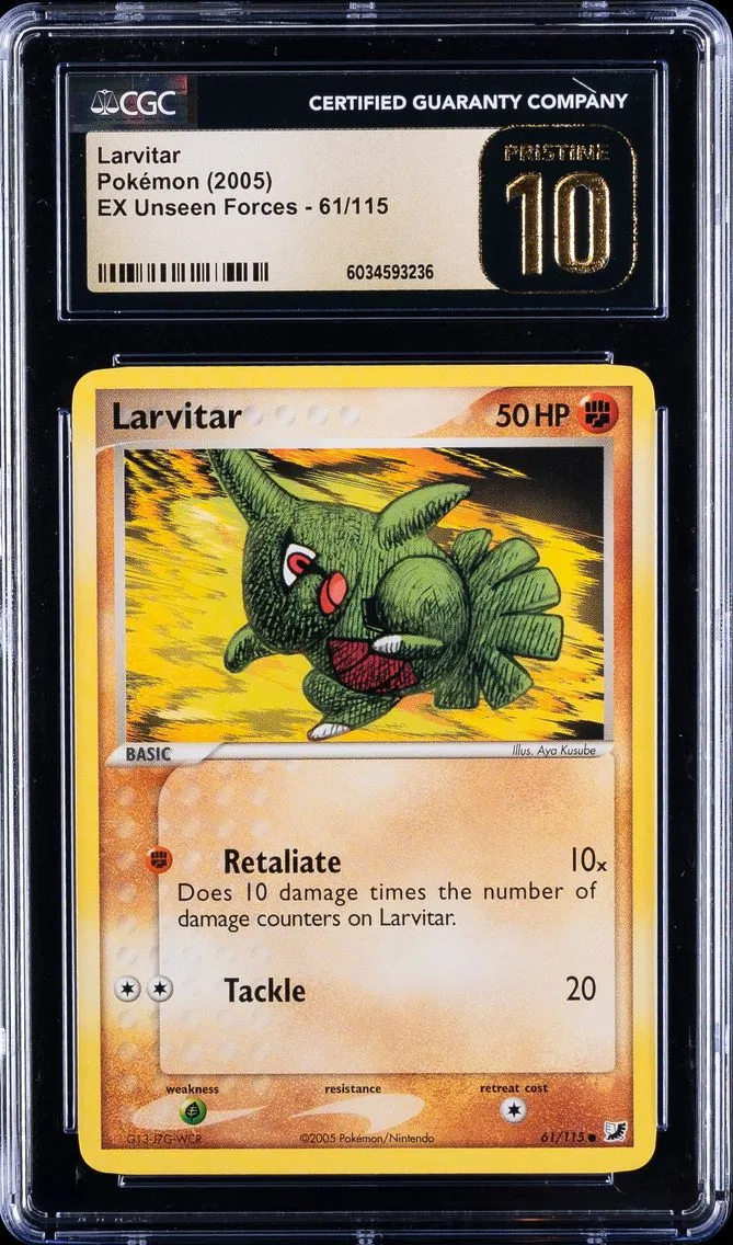 2005 #61 Larvitar CGC 10 Pristine EX Unseen Forces - English Pokemon