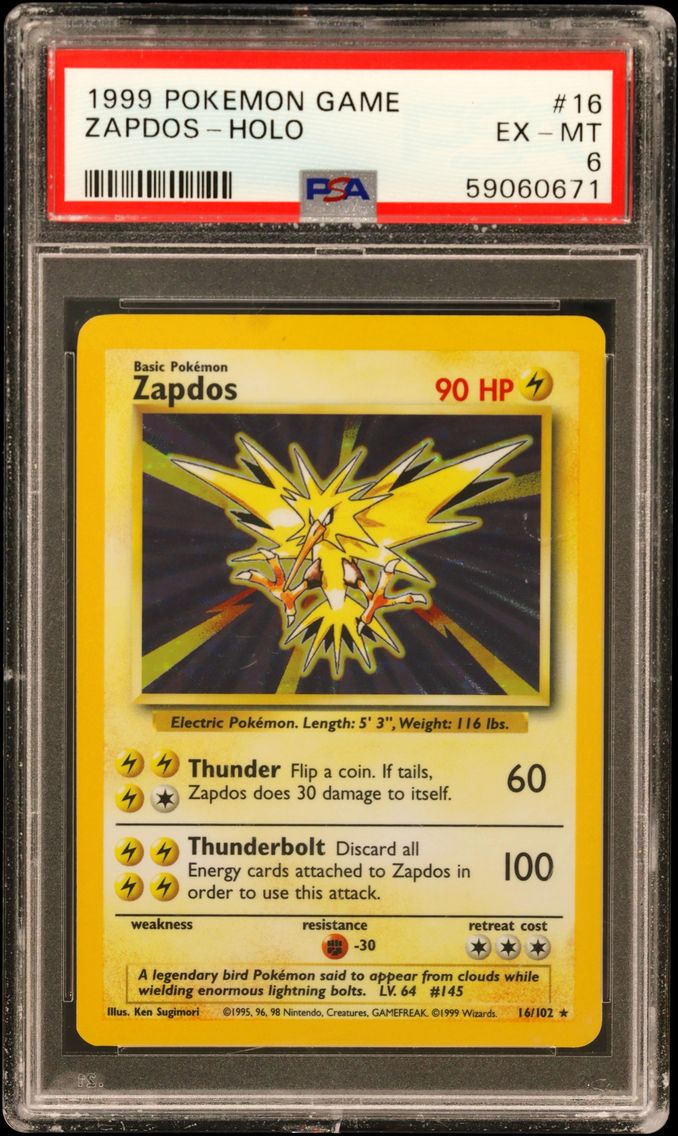 1999 #16 Zapdos-Holo PSA 6 Game