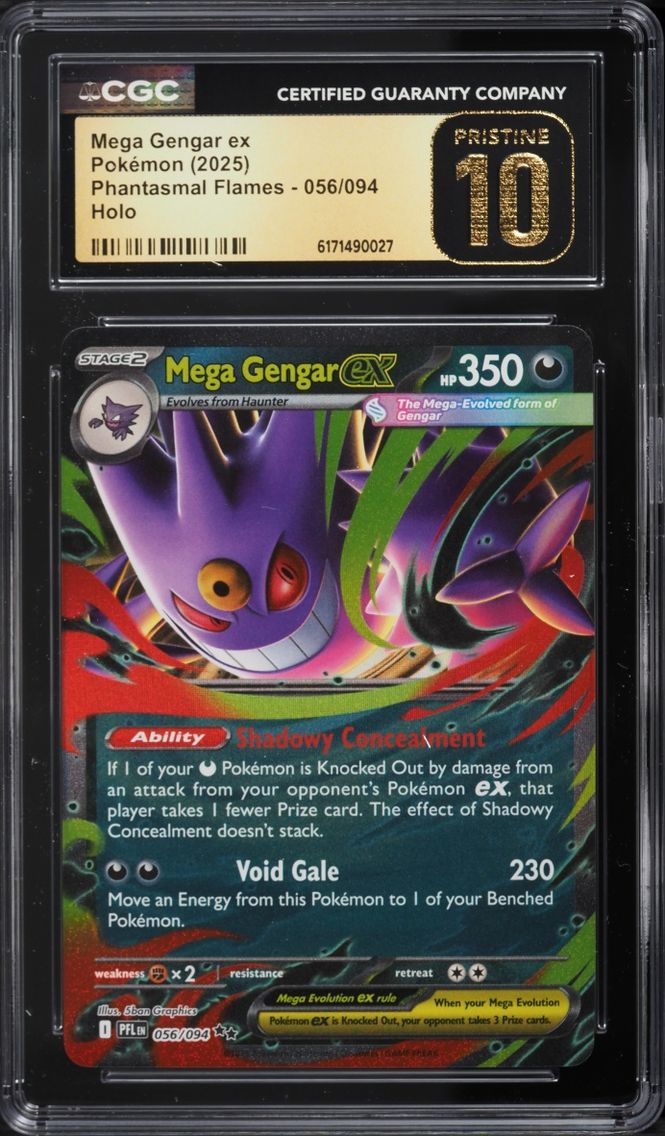2025 Pokemon Mega Evolution Phantasmal Flames Holo Mega Gengar ex #56 CGC 10 PRISTINE
