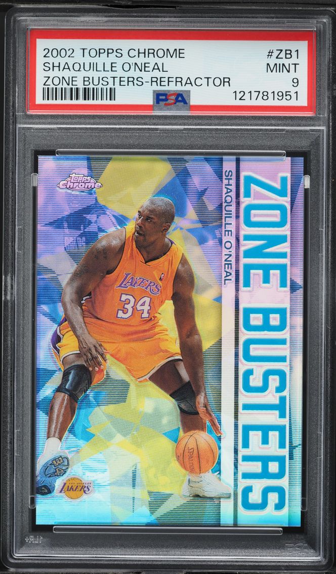 2002 #ZB1 Shaquille O'Neal PSA 9 Topps Chrome Zone Busters