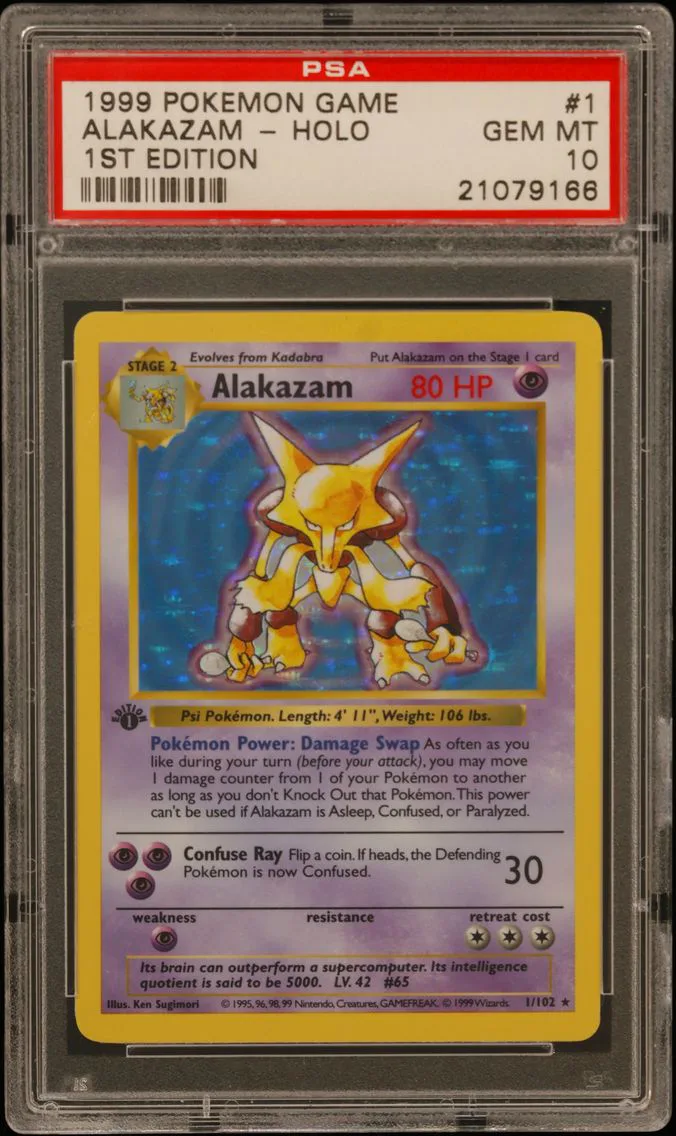 1999 #1 Alakazam-Holo 1st Edition PSA 10 Game