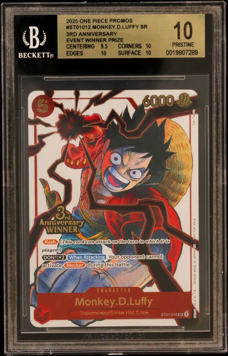2025 #ST01012 Monkey.D.Luffy SR/(3rd Anniversary Event Winner Prize) BGS 10 One Piece Card Game Promos