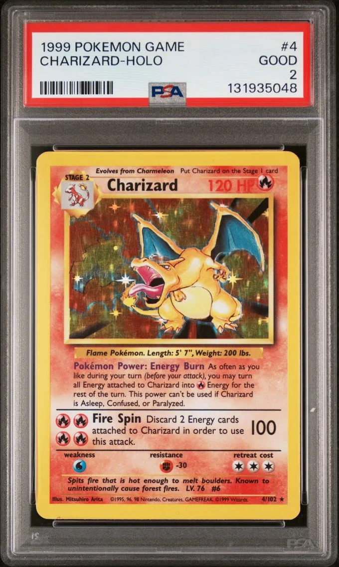 1999 #4 Charizard-Holo PSA 2 Game Pokemon