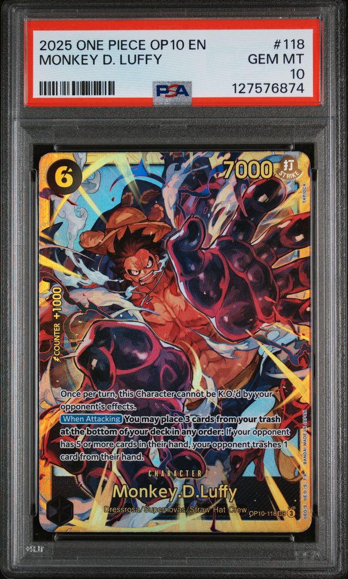 2025 #118 Monkey D. Luffy PSA 10 One Piece OP10-Royal Blood