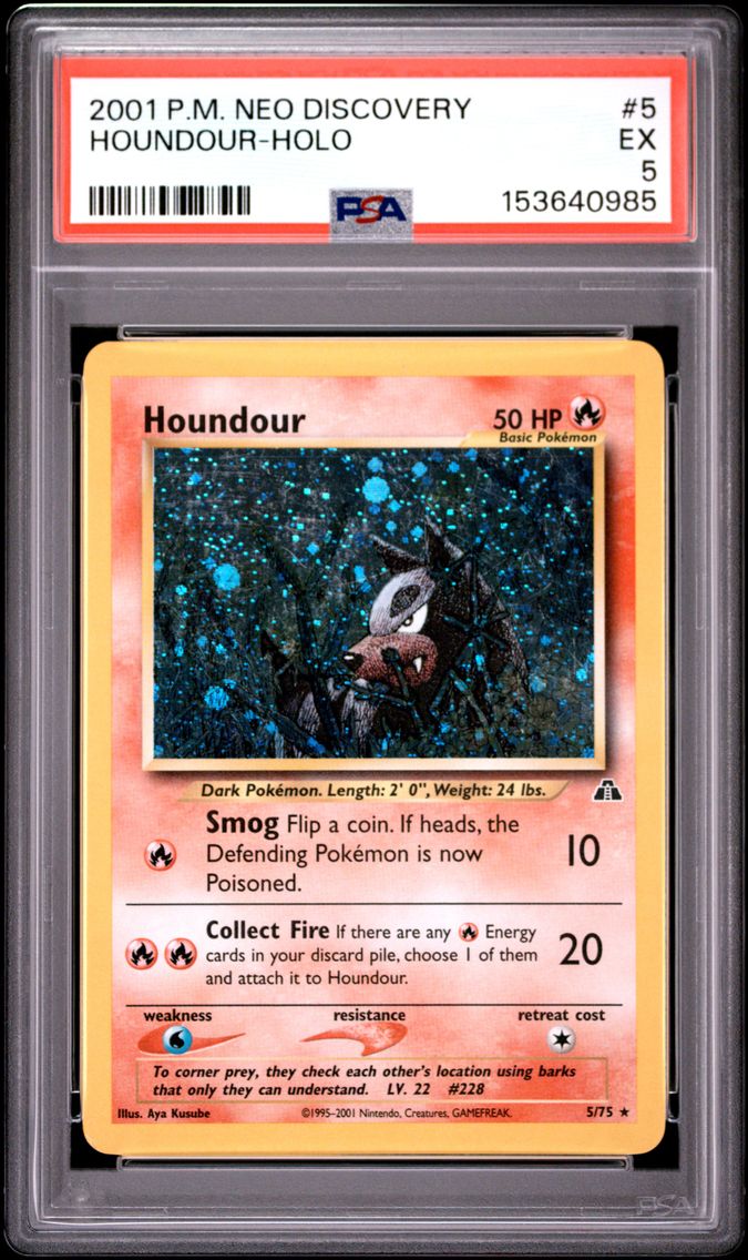 2001 #5 Houndour-Holo PSA 5 Neo Discovery
