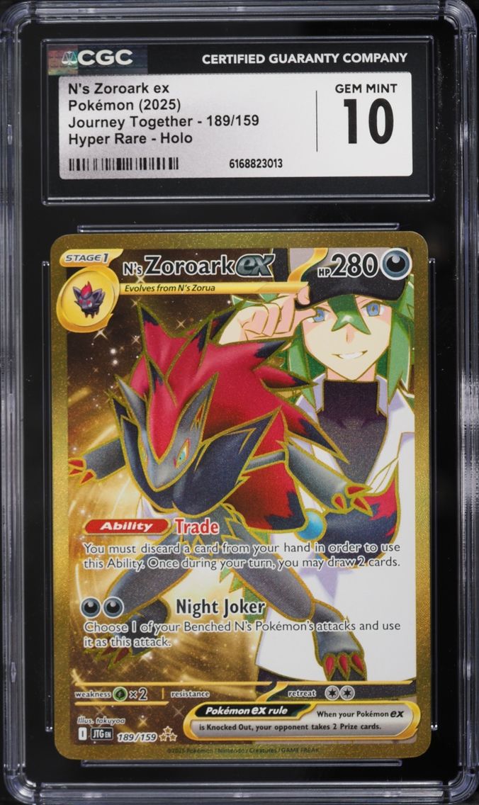2025 Pokemon Scarlet & Violet Journey Together Gold Rare N's Zoroark Ex #189 CGC 10 GEM MINT