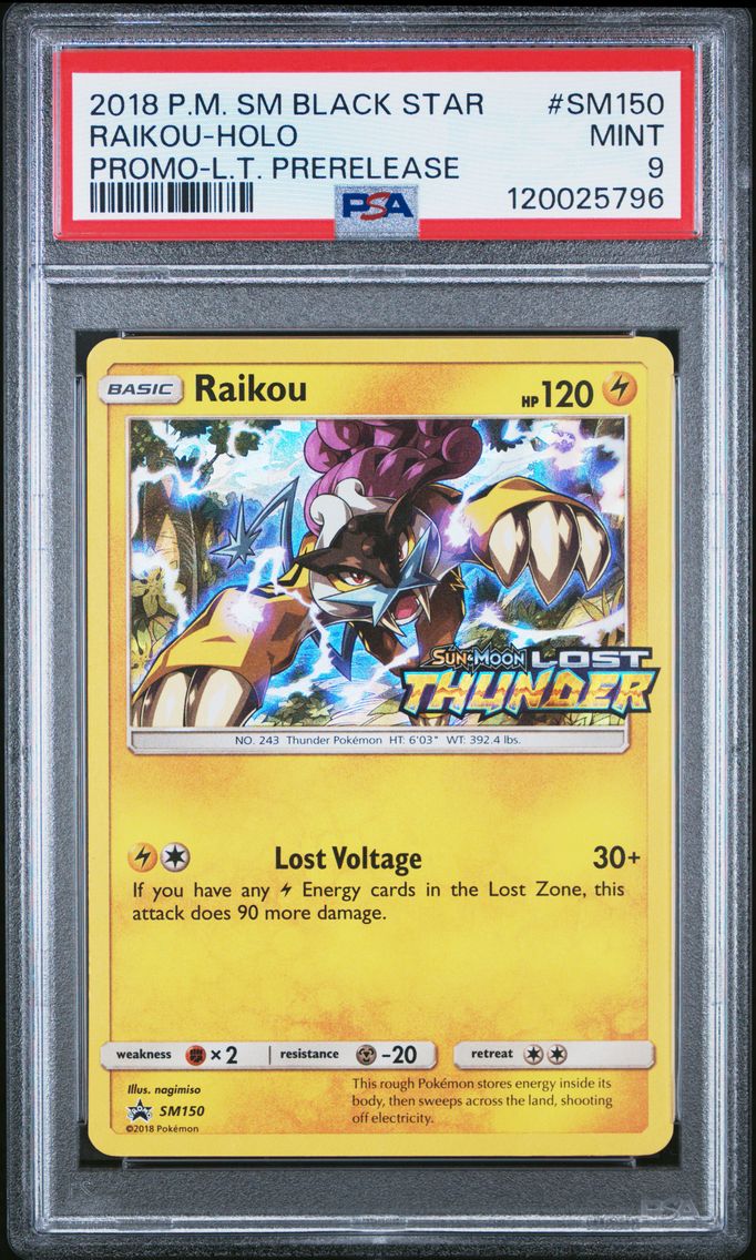 2018 #SM150 Raikou-Holo PSA 9 SM Black Star Promo Pokemon