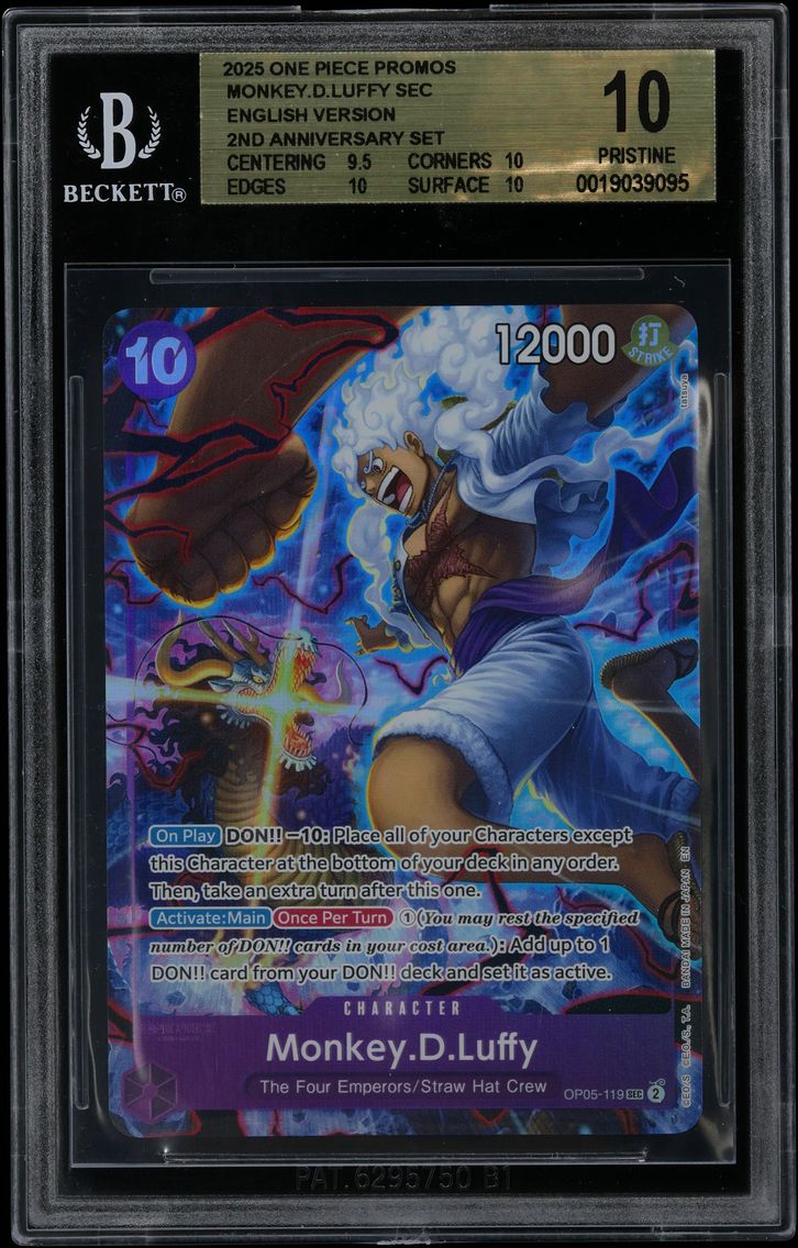 2025 #OP05119 Monkey.D.Luffy SEC/(English Version 2nd Anniversary Set) BGS 10 One Piece Card Game Promos