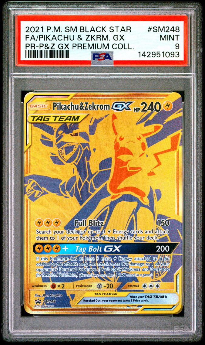 2021 #SM248 Full Art/Pikachu & Zekrom GX PSA 9 SM Black Star Promo